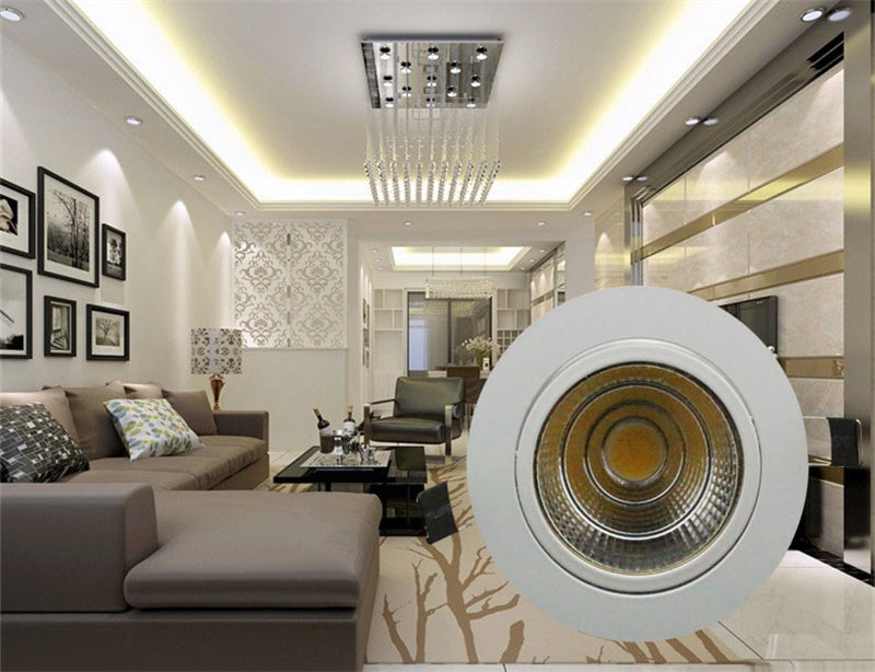 LED COB Downlight 10X 5W/7W/9W/12W White-round Dimmable COB Downlight Light AC85-265V LED Cabinet Light