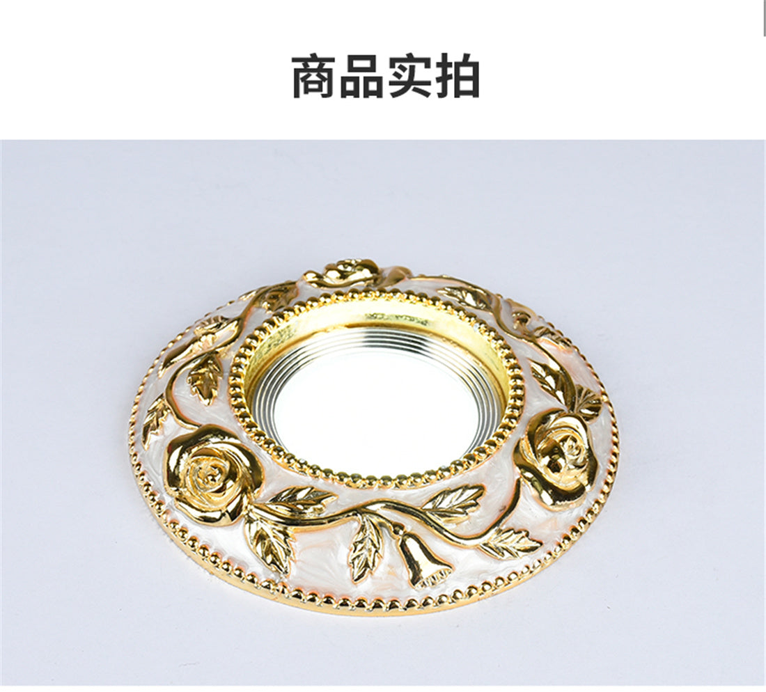 European Style Golden Rose Pattern Resin Led Embedded Downlight Living Room Restaurant Corridor Loft 5W 7W Recessed Spot Lamp
