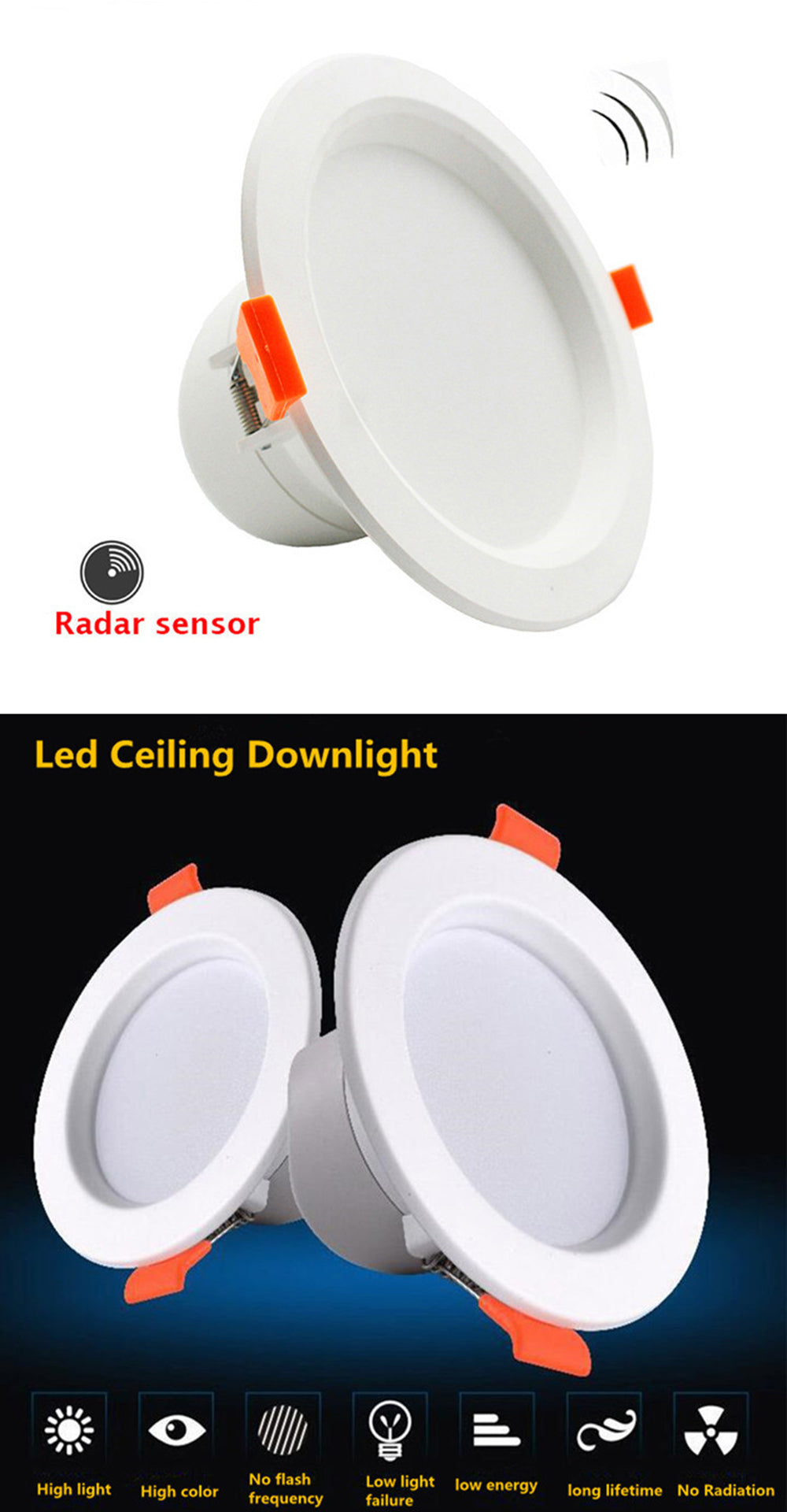 5W 7W 9W Recessed LED Ceiling Lamp Downlights Bathroom Stairs Balcony Hallways Light Garage Intelligent Radar Sensor Lights 220V