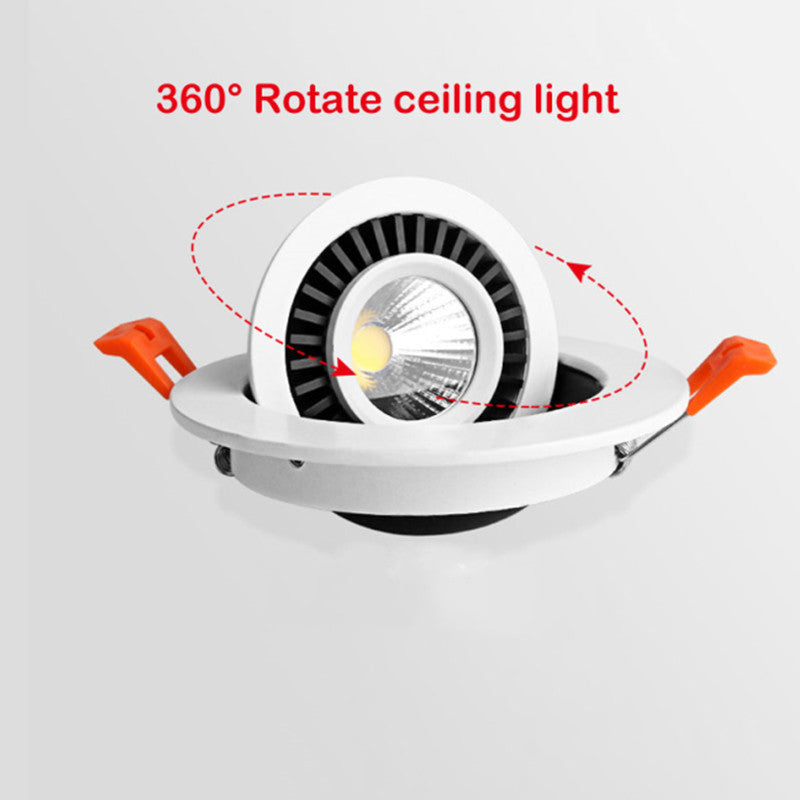 Round 360 Angle Adjustable LED COB Recessed Downlight Black/White 5W 7W 10W 12W 15W 18W LED Ceiling Spot Light Pic Background