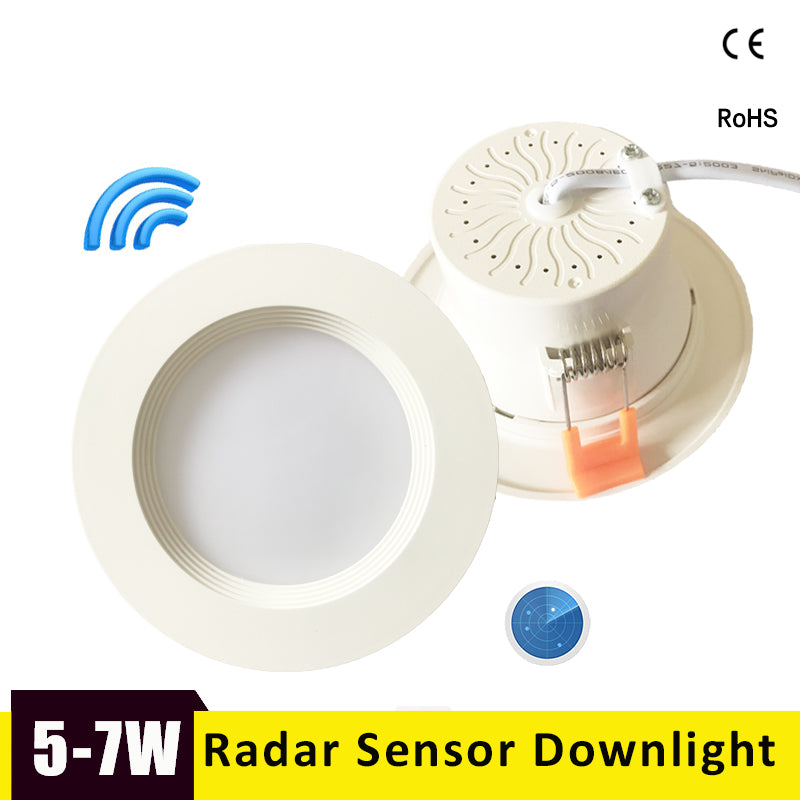 Radar Motion Sensor LED Downlight 5W 7W Intelligent Round Recessed Ceiling Lamp 110/220V Led Bulb For Garage Corridor Toilet