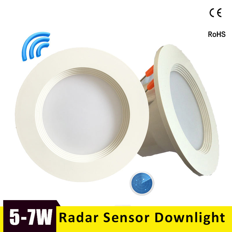Radar Motion Sensor LED Downlight 5W 7W Intelligent Round Recessed Ceiling Lamp 110/220V Led Bulb For Garage Corridor Toilet