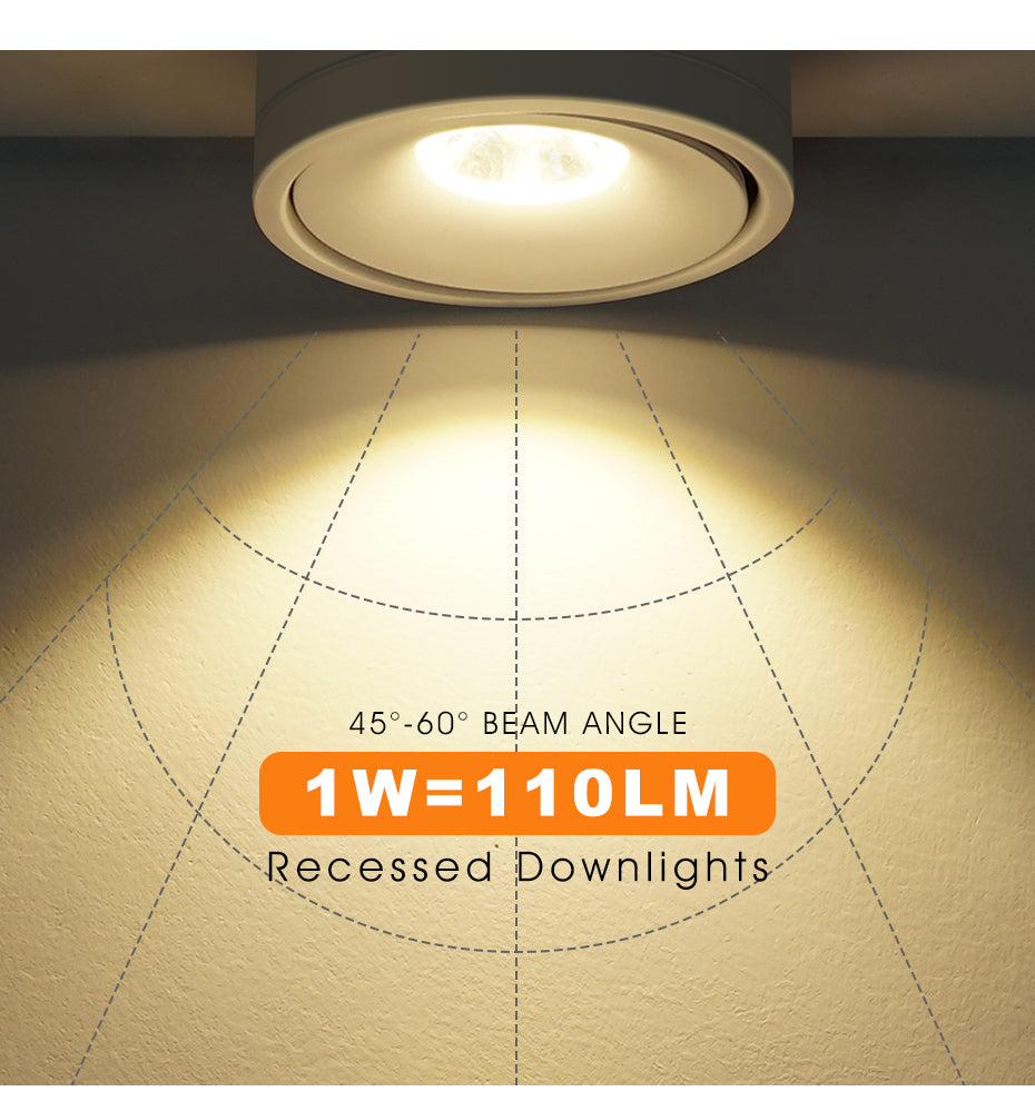 LED Downlight Dimmable 5W 7W 9W 15W 360 Degrees Rotatable Led Surface Mounted Ceiling Light Spotlight Interior Decoration Light