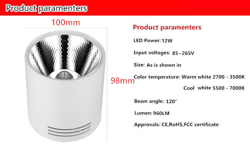 Surface mounted led COB downlight 3W 5W 7W 12W led lamp ceiling AC85-265V spot light LED Downlight Decoration Lamps