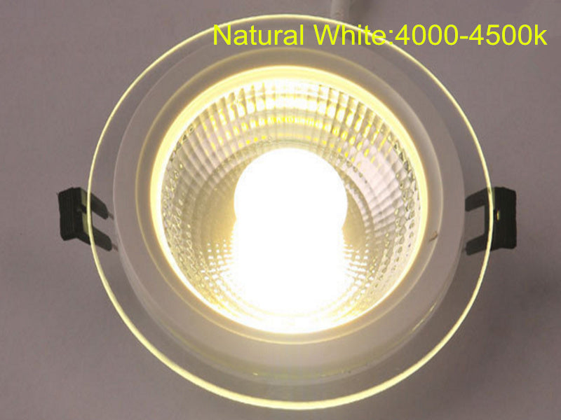 LED Downlight 3 Colors Change(3000K/4000K/6000K) 5W 10W 15W 25W COB LED Panel Light AC85-265V Recessed Glass LED Downlights