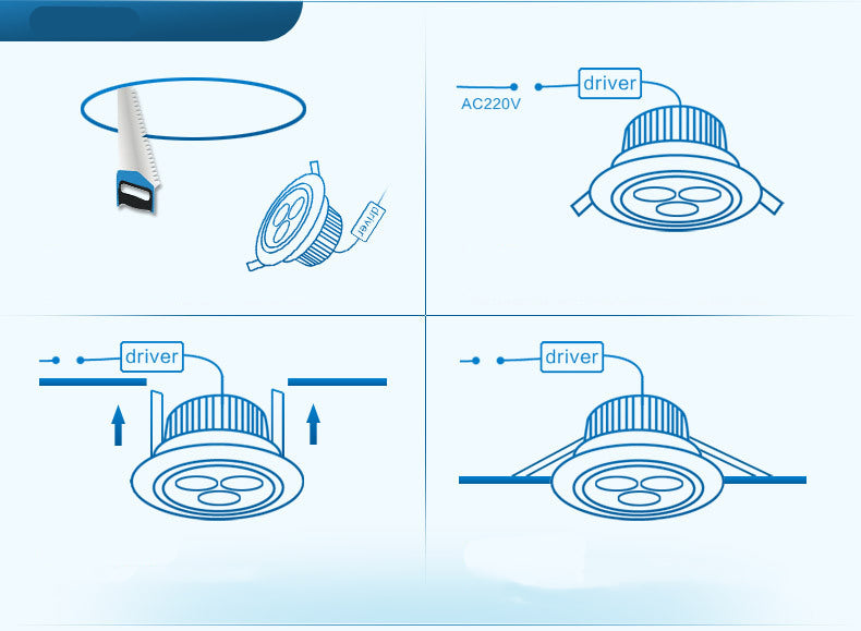 Round dimmable downlight 3W 6W 10W 14W 18W 24W LED recessed ceiling ac85-265V LED indoor lighting