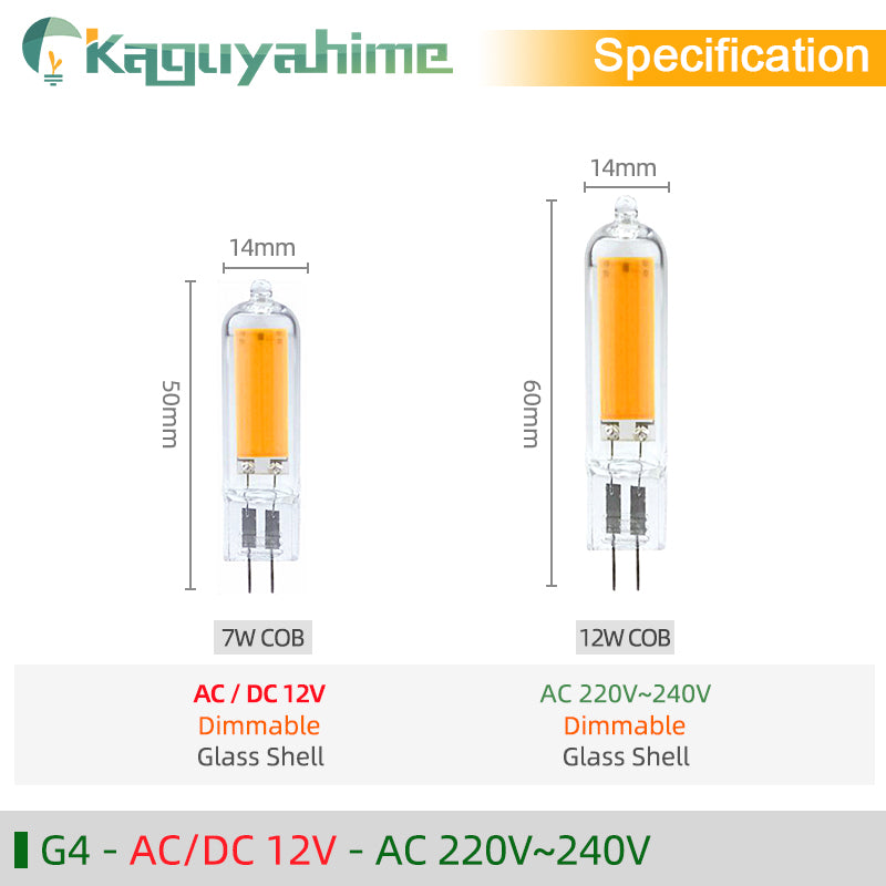 KPS LED G4 G9 Bulb 7W 9W 12W 220V COB Glass Lamp Super Bright Constant Power Lamp Lighting Replacement Halogen