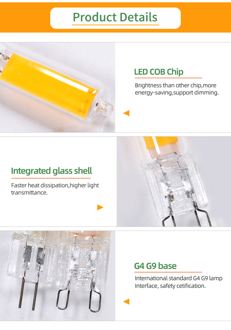 KPS LED G4 G9 Bulb 7W 9W 12W 220V COB Glass Lamp Super Bright Constant Power Lamp Lighting Replacement Halogen