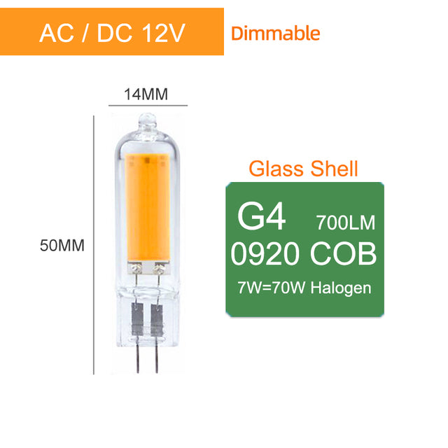 KPS LED G4 G9 Bulb 7W 9W 12W 220V COB Glass Lamp Super Bright Constant Power Lamp Lighting Replacement Halogen