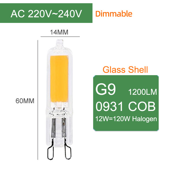 KPS LED G4 G9 Bulb 7W 9W 12W 220V COB Glass Lamp Super Bright Constant Power Lamp Lighting Replacement Halogen