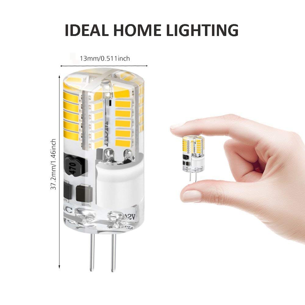 G4 LED Lamp Light Bulb Silicone 3W SMD Replacement 30W Halogen Equivalent DC/AC 12V 360 Beam Angle Cool White 6500K 10Pack