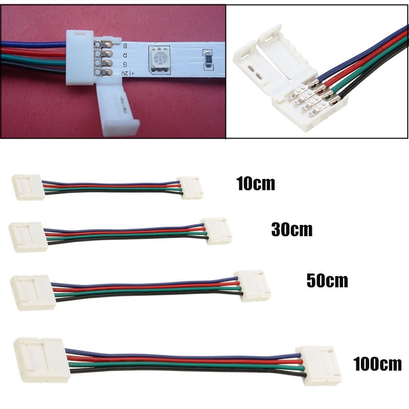 Missing 4 Pin 10MM 10/30/50/100CM RGB LED Strip Light Accessories Adapter Connect For 5050 LED Light Strip