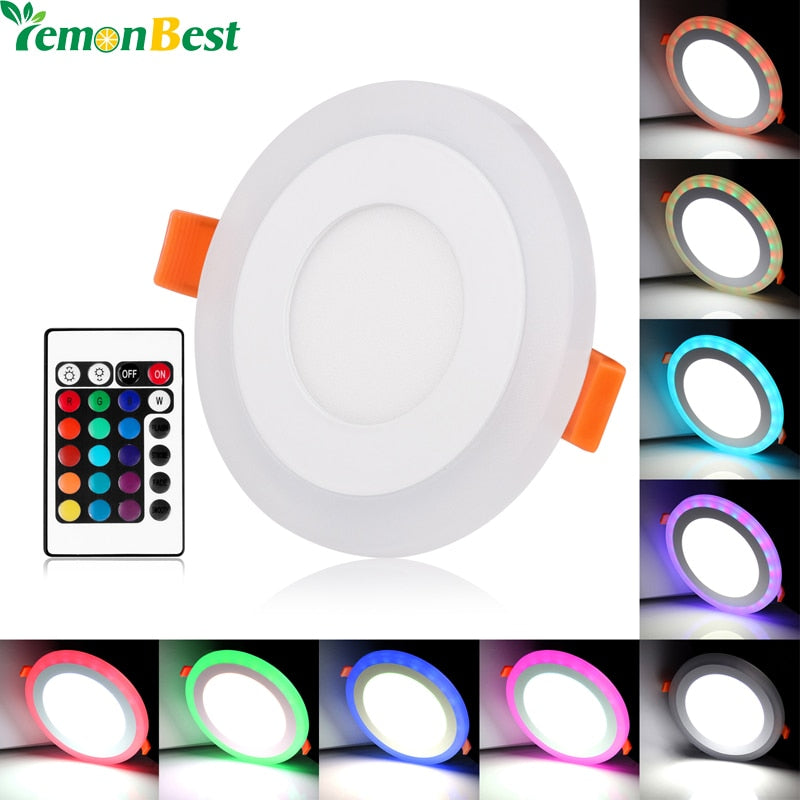 Ultra Slim 3/6/12/18W Round Concealed Dual Color LED Panel Light Cool White Lamp Acrylic Downlight AC 110V 220V