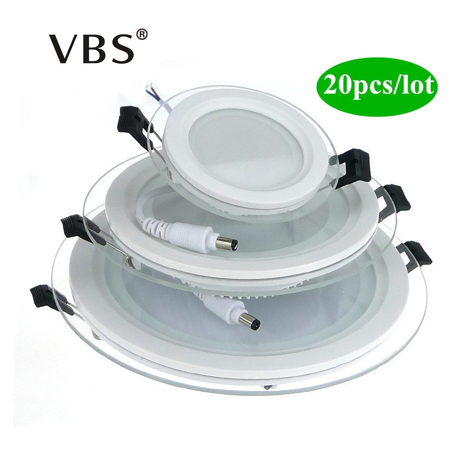 Dimmable LED Panel Downlight 6W 12W 18W 20 pcs Round glass ceiling recessed lights SMD 5730 Warm Cold White led Light AC85-265V