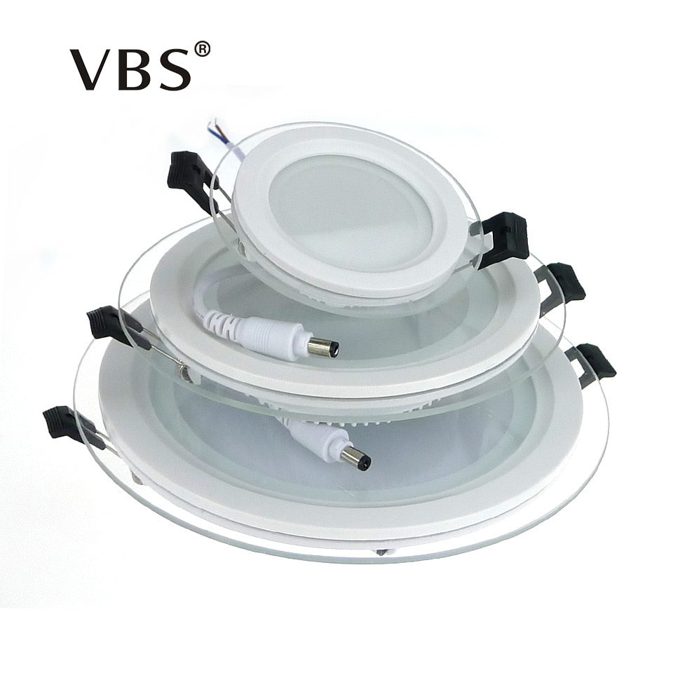 Dimmable LED Panel Downlight 6W 12W 18W Round Glass Ceiling Recessed Lights SMD 5730 Warm Cold White LED Panel Light AC85-265V