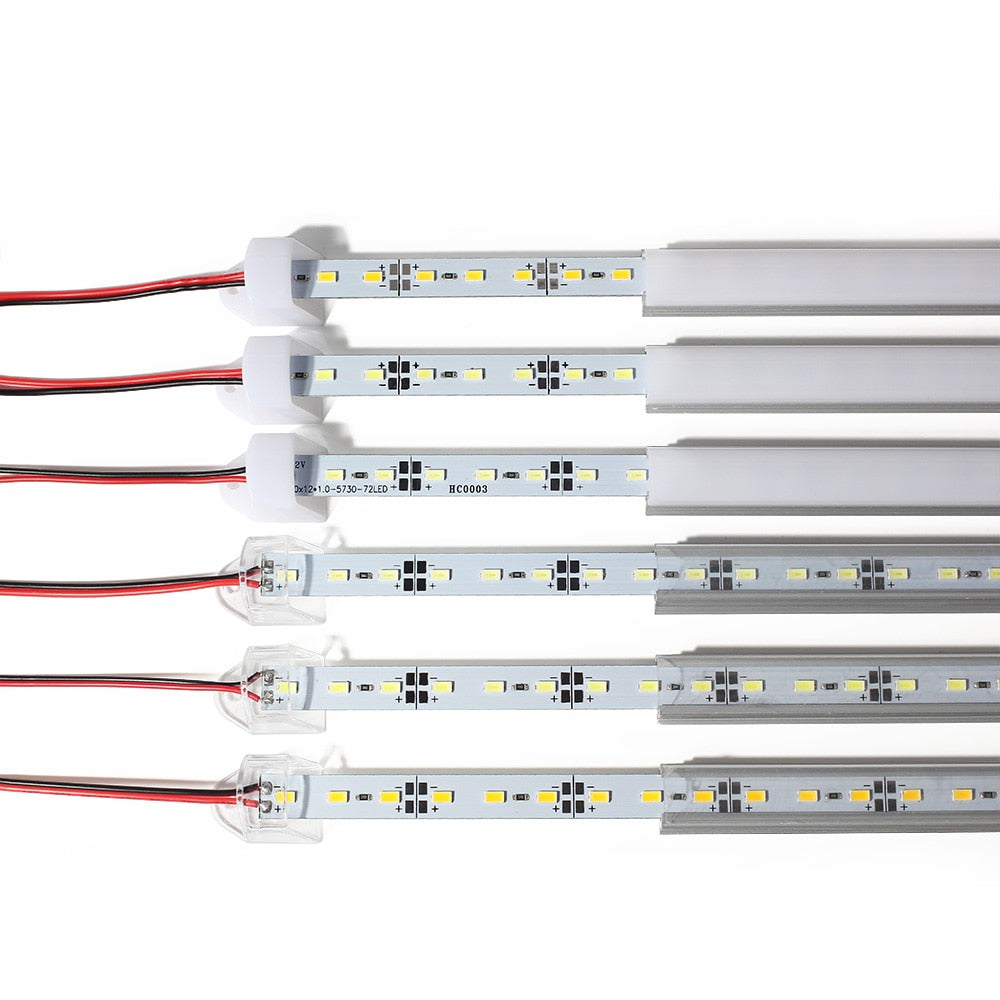 LED Bar Lights White Warm White Cold White DC12V 5630 5730 LED Strip LED Tube with U Aluminium Shell + PC Cover 5pcs/lot