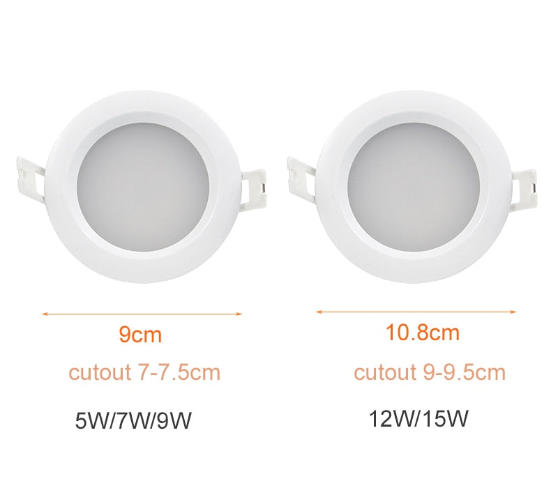 Downlight 4pcs/lot IP65 Waterproof Ceiling Recessed LED Spot Light AC85-265V 15W/12W/9W/7W/5W LED Downlight For Bathroom Shower room Sauna