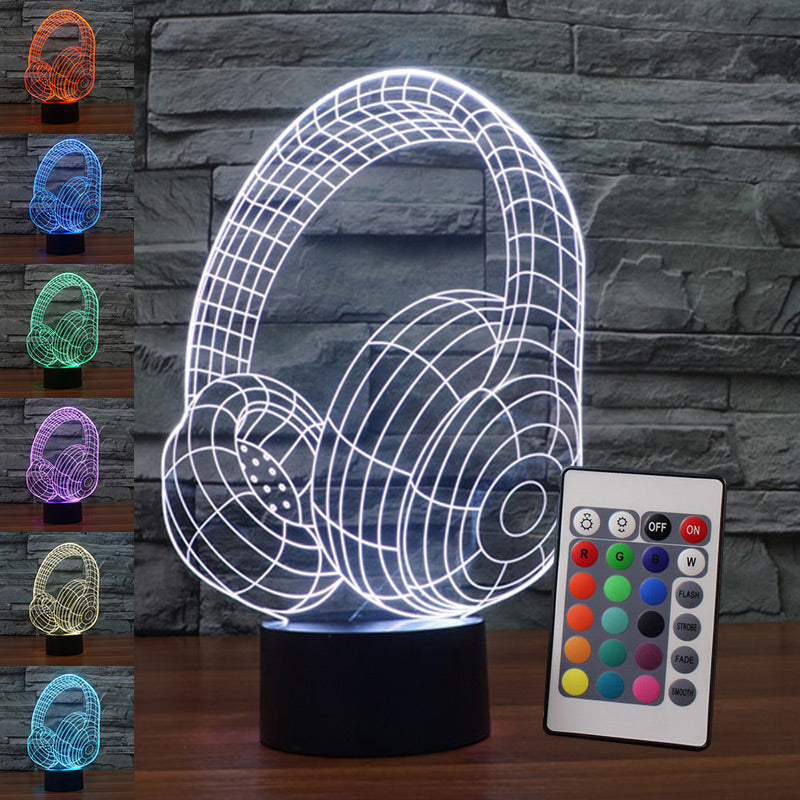 3D Illusion Led DJ Headphone Lamp RGB