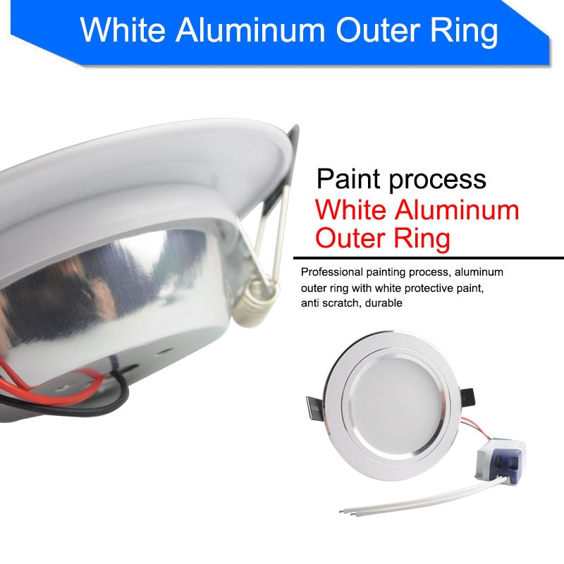 Silver White Frosted Surface LED Downlight 5w 10w 15w Round Ceiling Recessed Light 110v 220v Down Light Lamp Kitchen Restaurant