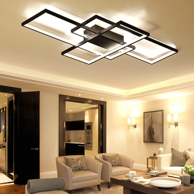 Black/White LED Ceiling Chandelier For Living Study Room Bedroom Aluminum Modern Led Ceiling Chandelier