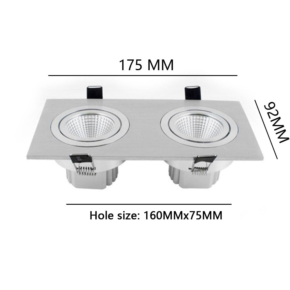 Square Bright Recessed Double LED Dimmable Square Downlight COB 14W 20W LED Spot light decoration Ceiling Lamp AC 110V 220V