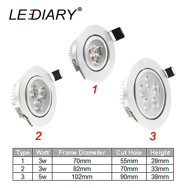 LED Recessed Ceiling Downlights Kitchen CE Luminaire 110-240V 3W 5W 55mm 70mm 90mm Cut Hole Spot Lamp Angle Adjustable
