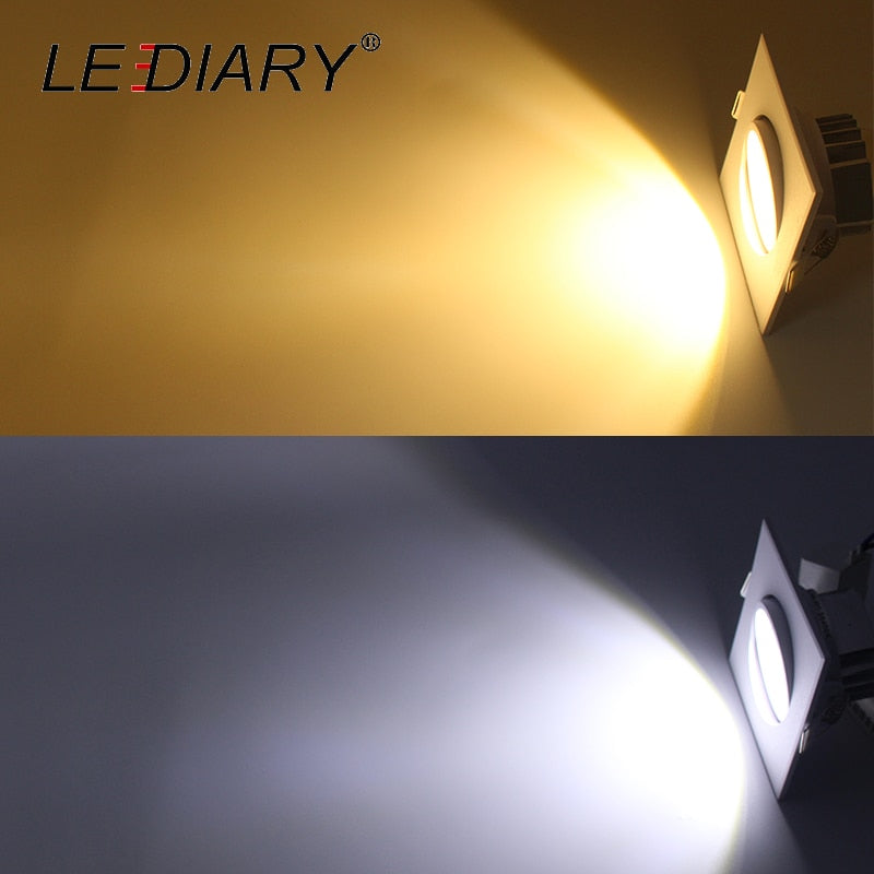 LEDIARY Super Bright LED Downlights Round/Square 75mm Cut Hole Recessed COB Real 5W Angle Adjustable 100-240V Ceiling Spot Lamp