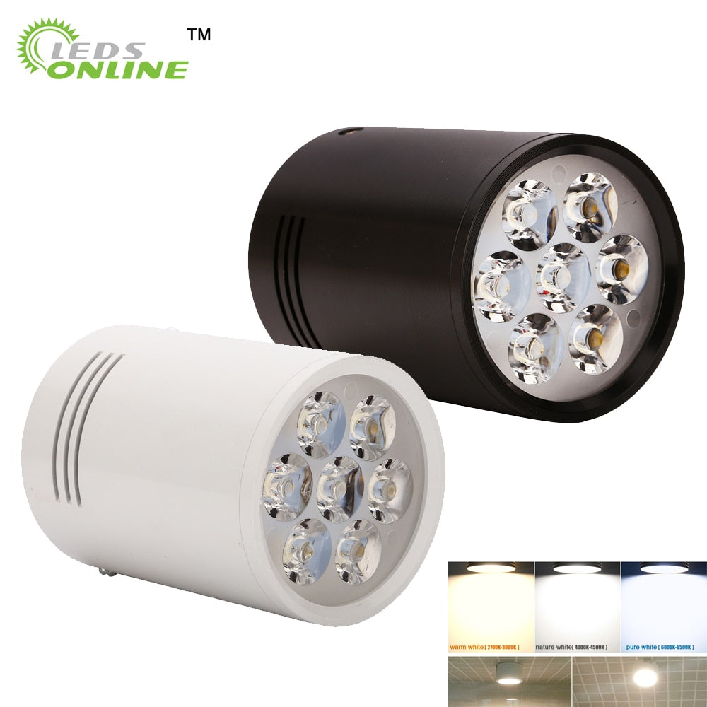 Surface Mounted Downlights 3W 5W 7W 12W LED Spot Ceiling Lights Lamps White Black Body for living room bathroom kitchen lights
