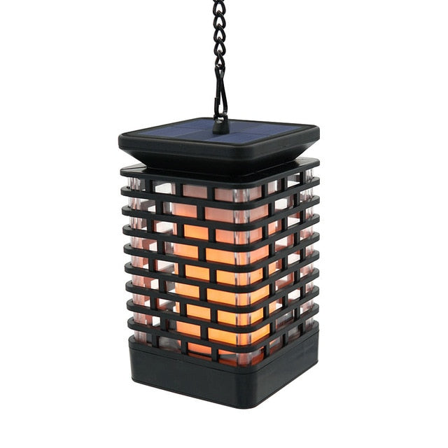 Solar Lights Flicking Flame Outdoor Solar Lantern Lamp Light Solar Powered LED Waterproof Hanging Light for garden yard pathway