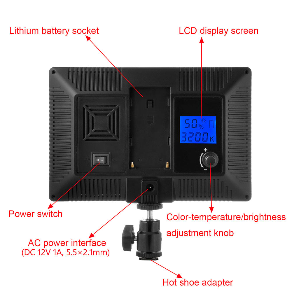LED Photography Panel Light with Hot Shoe Mount