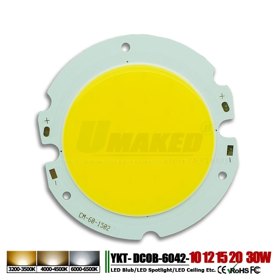 High Power LED Chip 3W 5W 7W10W 15W 20W 24W 30W 50W integrated SMD COB Beads Warm/Natural White Lamp Diode for led bulb spotlight