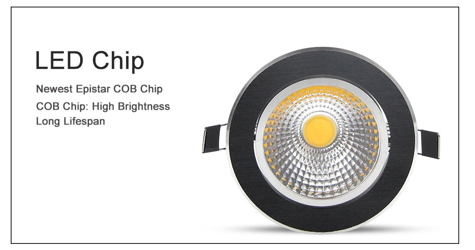 DBF Round Black Housing Embedded Downlight Dimmable 5W 7W 9W 12W Ceiling Recessed Spot Lights with AC 110V 220V LED Transformer