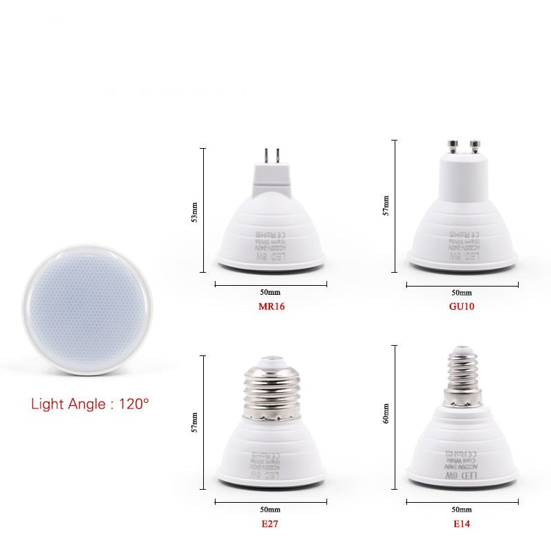 E27 E14 MR16 GU5.3 GU10 Lampada LED Bulb 6W 220V Bombillas LED Lamp Spotlight Lamparas Spot Light