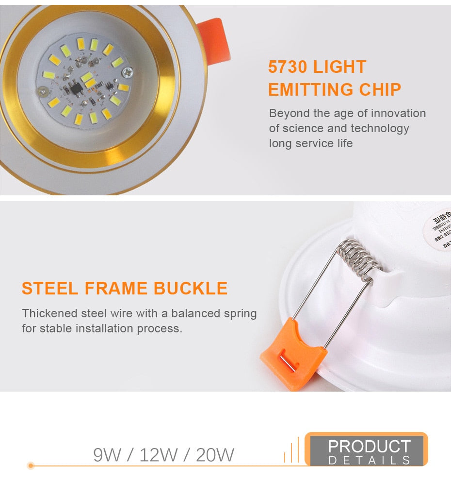 LED Downlight 3W 5W 9W 12W 20W Round Recessed Led Ceiling Downlight SMD 5730 Mini Spot Led For Bedroom Kitchen Indoor Lighting