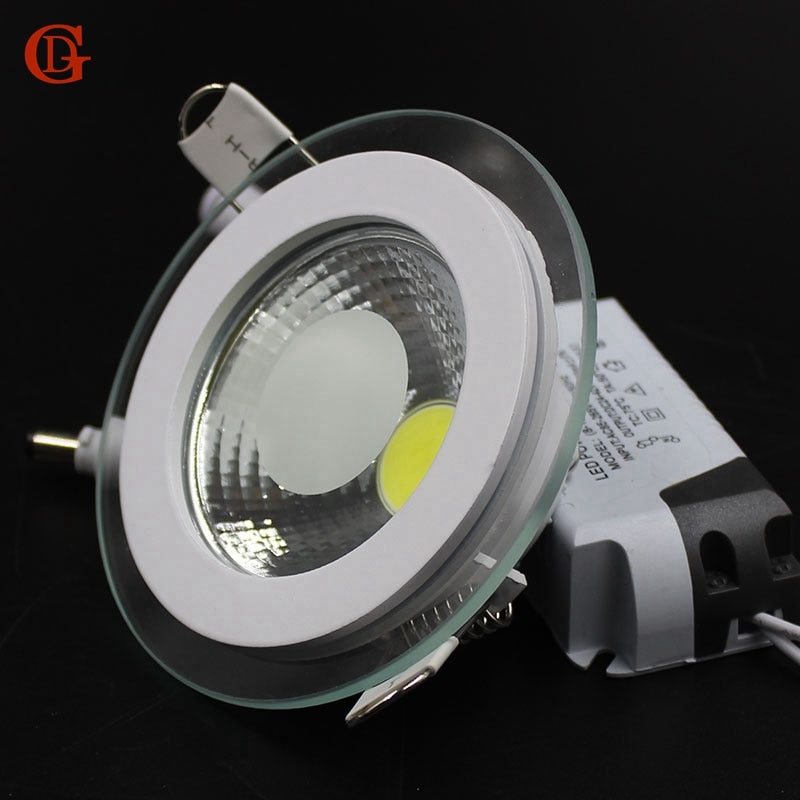LED Downlight COB Dimmable 7W 10W 12W 15W 20W 30W LED COB Panel Light AC85-265V Recessed COB Downlight Glass Cover Down Light