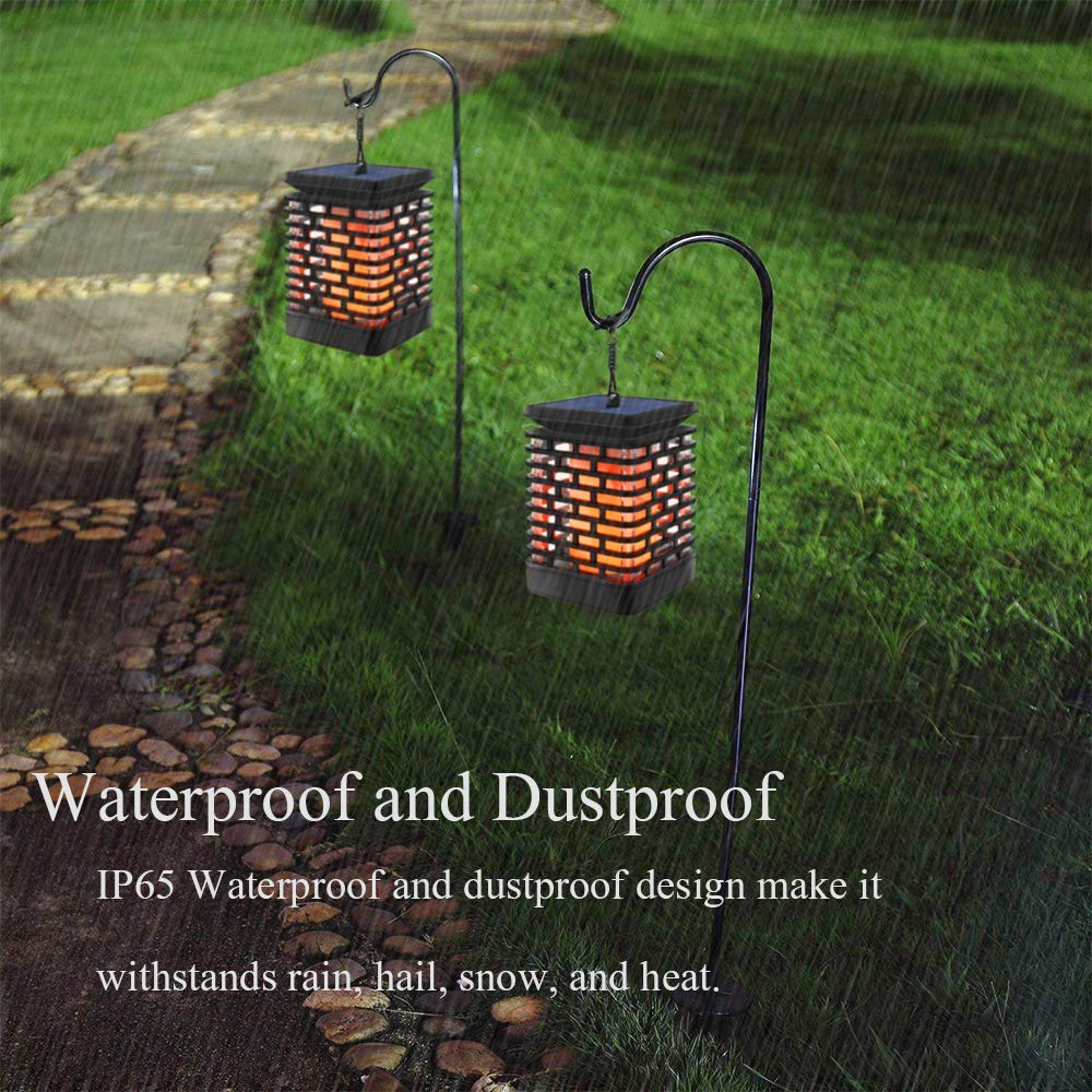 Solar Lights Flicking Flame Outdoor Solar Lantern Lamp Light Solar Powered LED Waterproof Hanging Light for garden yard pathway