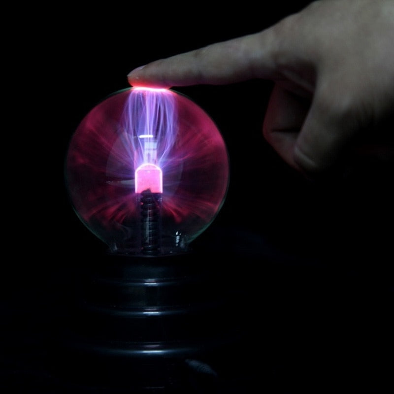 USB Magic Black Base Glass Plasma Ball Sphere Lightning Party Lamp Light With USB Cable 8*8*13cm