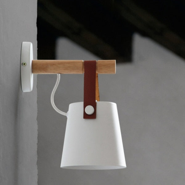 Wooden simple creative wall light led bedroom bedside decoration morden Nordic design living room corridor hotel E27 wall lamps