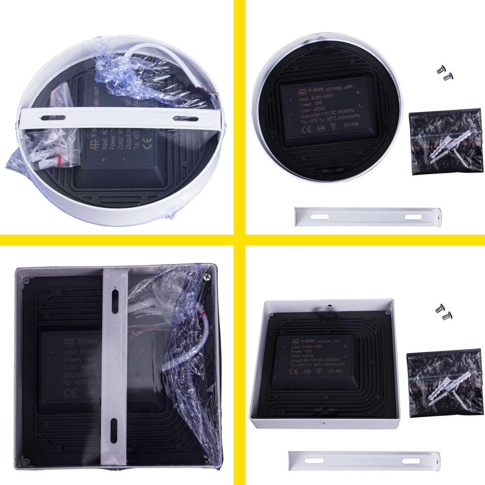 T-SUNRISE 8W/16W/24W/32W Square/Round Surface Mounted AC85-265V lamp White bright Square/Round LED Downlight Panel Light