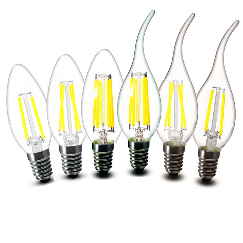 E14 COB LED Candle Lamp C35 B10 2w 4w 6w Flame Frosted LED Filament Bulb light 220v 230v AC Crystal chandelier light source