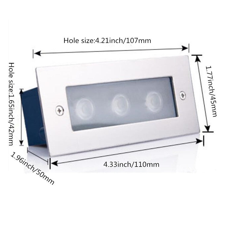 LED Deck Step Light 3x2W Underground Lamp Recessed Stair Paitio Inground Spot Light Floor Garden Landscape Wall Outdoor Lighting