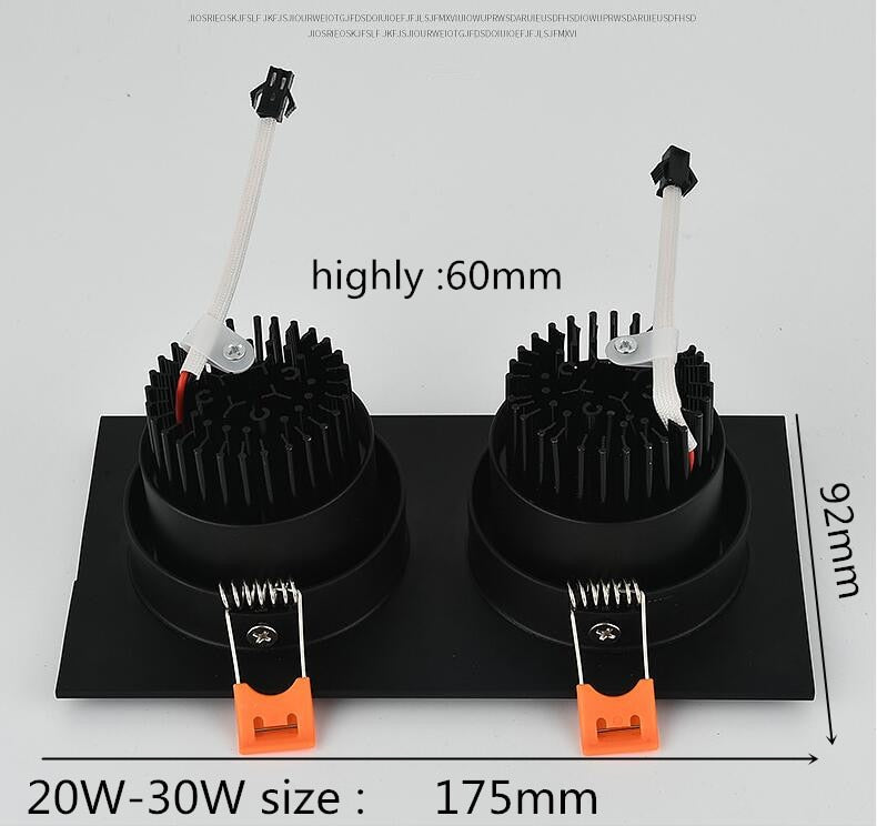 double square 1pcs Dimmable Led downlight light COB Ceiling Spot Light 20w 30W LED ceiling recessed Lights Indoor Lighting