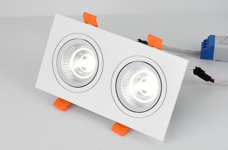 double square 1pcs Dimmable Led downlight light COB Ceiling Spot Light 20w 30W LED ceiling recessed Lights Indoor Lighting