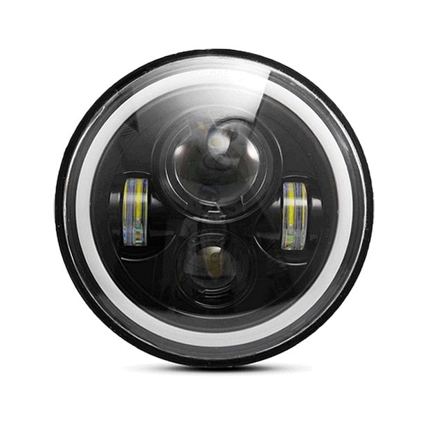 30W 7inch Round Led Headlight High Low Beam Light Halo Angle Eyes DRL Headlamp For Jeep Wrangler Off Road 4x4 Motorcycle
