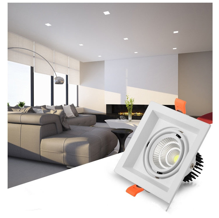 Super Bright Recessed square 1pcs LED Dimmable Downlight COB 10w 20W 30w LED Spot light LED decoration Ceiling Lamp AC85-265v