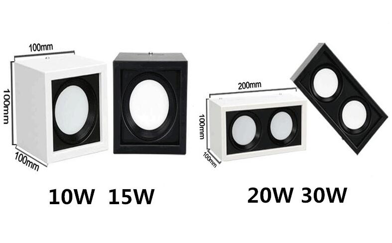 Square COB LED dimmable Downlights 10W 15W 20W 30W Surface Mounted LED Ceiling Lamps Spot Light LED Downlights AC85V-265V