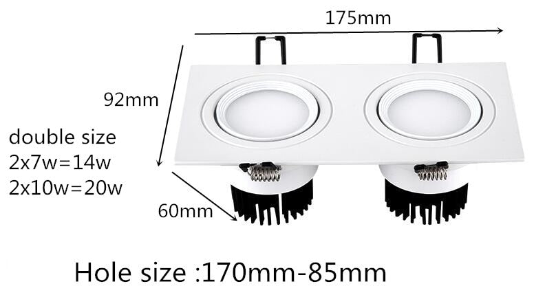 Energy saving Recessed 1pcs Double LED Dimmable white Downlight COB 10W 20W LED Spot light decoration Ceiling Lamp AC 110V 220V