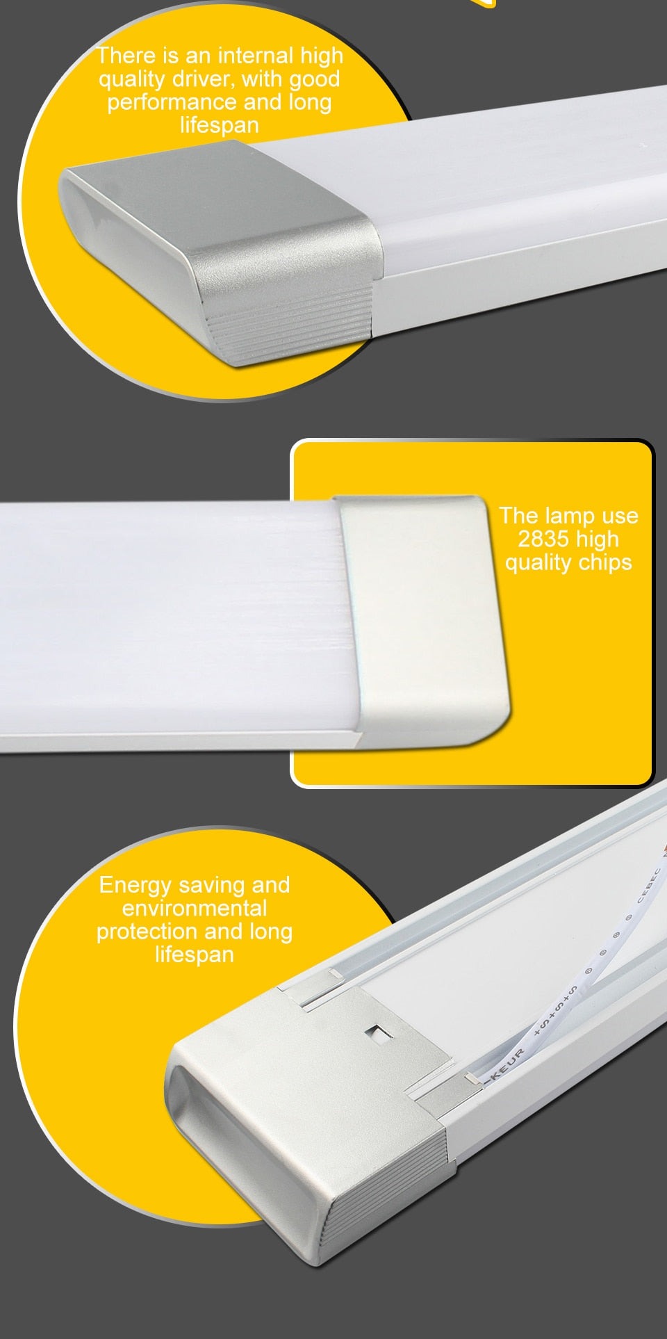 LED Clean Lamp Tube Light 0.6m 26W AC 110V 220V SMD2835 led Wall Lamp Purification Indoor Home Dustproof Anti fog Bar Commercial