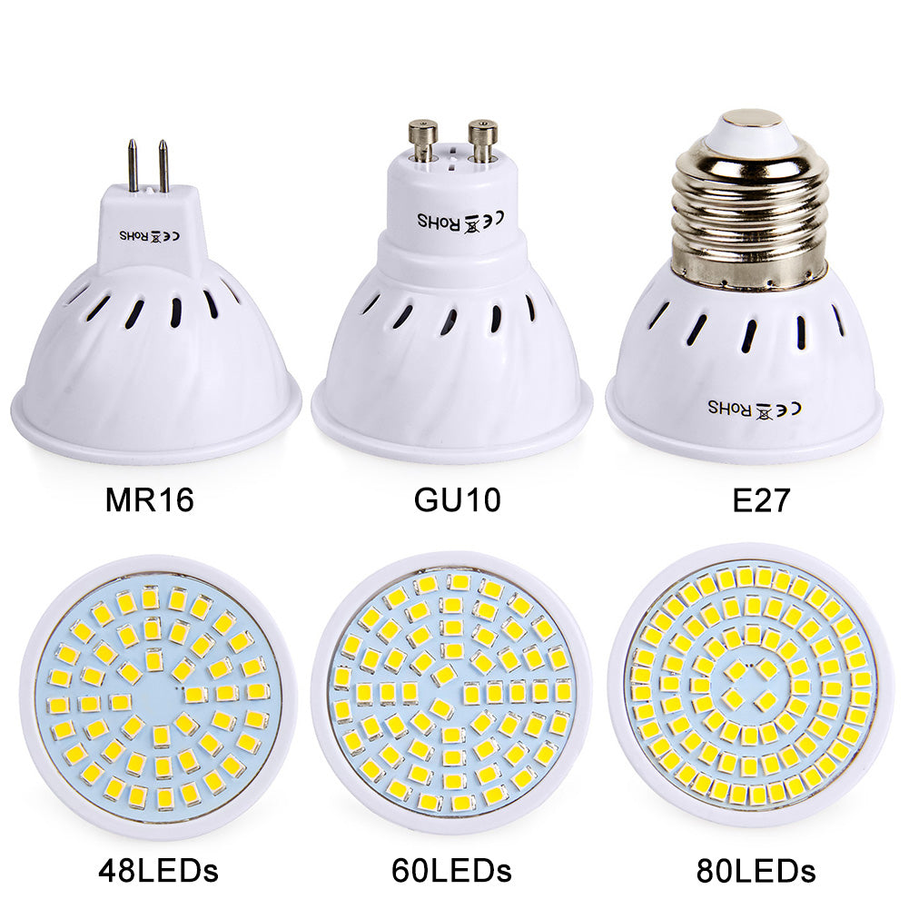 LED Bulb 220V 240V MR16 GU10 LED Lamp LED Spotlight Bulb Lampada 48 60 80 LEDs SMD 2835 For Indoor Home Spot Light