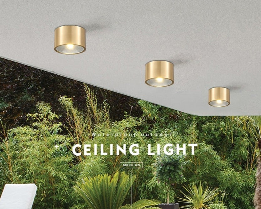 All Copper Nordic Open-hole Free Spotlights Ceiling Lamps Living Room Bedroom Downlights Aisle Gateway Balcony Bathroom Lights